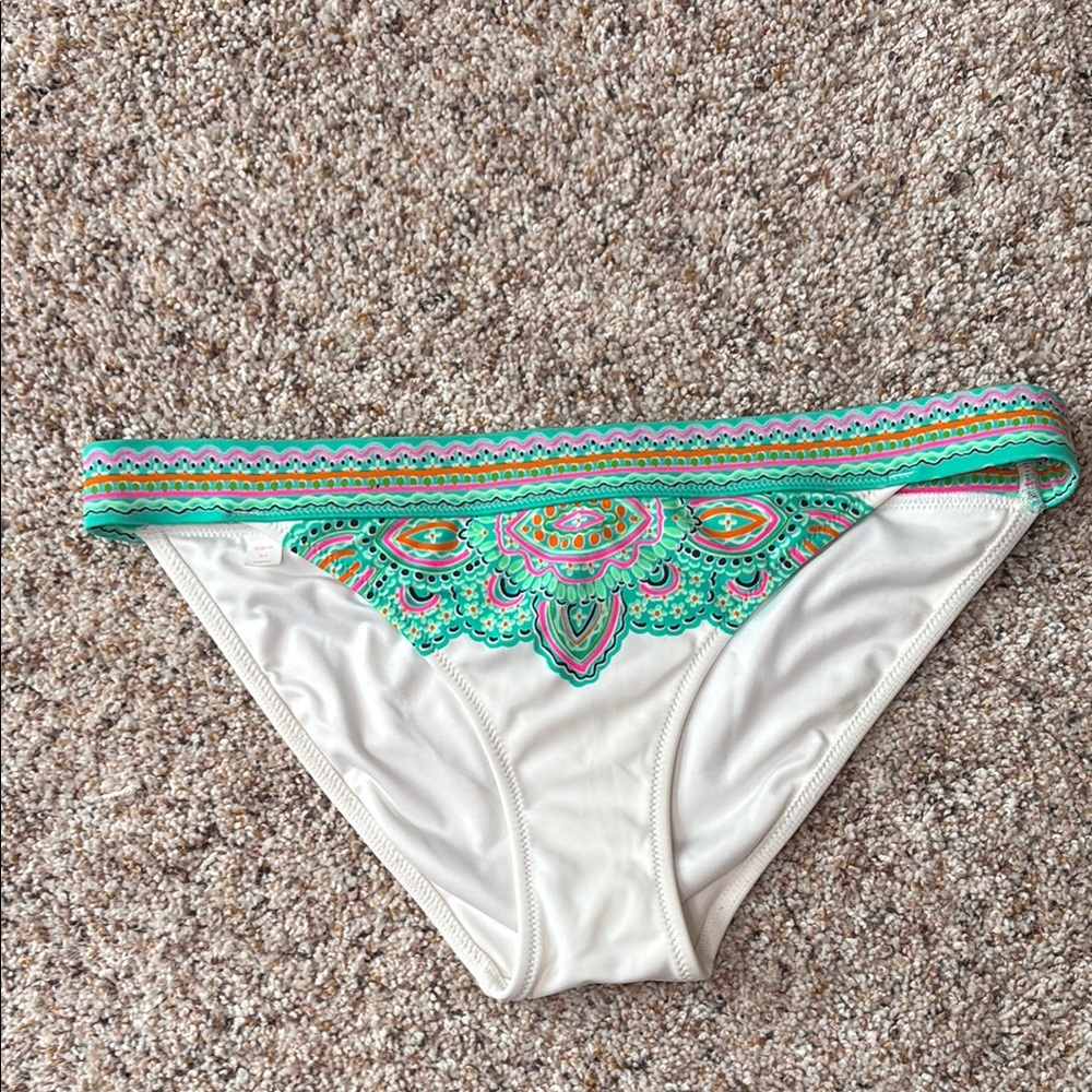 Victoria's Secret White and Teal Bikini Bottom